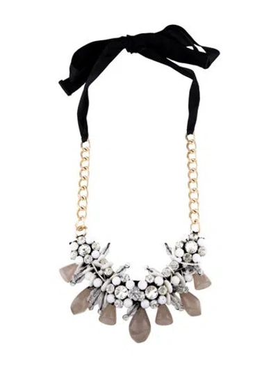 Pre-owned Marni Faceted Bead, Crystal, Resin & Ribbon Statement Collar Necklace, 66.5" In Black/brown/clear