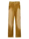 Marni Brown Flocked Denim Trousers With Back Adjuster In Brown