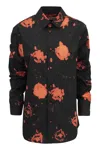 MARNI FADED ROSES POPLIN PRINT SHIRT FOR WOMEN | REGULAR FIT WITH FLORAL BUTTONS AND ROUNDED HEM
