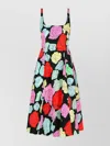 Marni Multicolor Dress With Flared Skirt And All-over Floral Motif