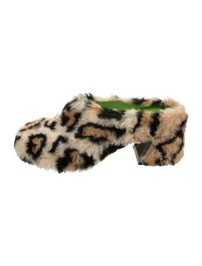 Pre-owned Marni Faux Fur Animal Print Mules In Multicolor