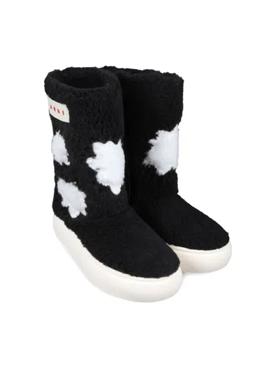 Marni Kids' Faux-fur Ankle Boots In Black