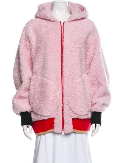 Pre-owned Marni Faux Fur Colorblock Pattern Faux Fur Jacket In Pink