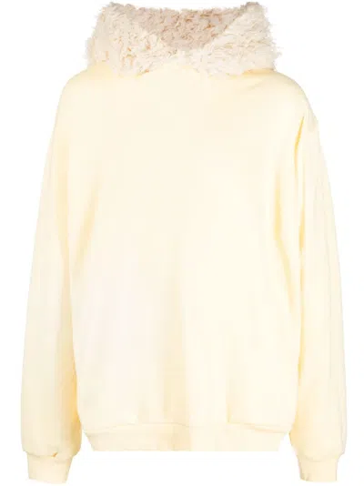 Marni Faux-fur Cotton Hoodie In Yellow