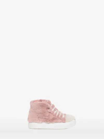 Marni Kids' Faux-fur High-top Sneakers In Pink