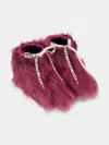 Marni Faux-fur Lace-up Boots In Burgundy