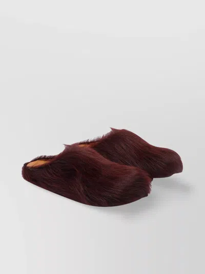 Marni Faux Fur Leather Flat Sole Mules