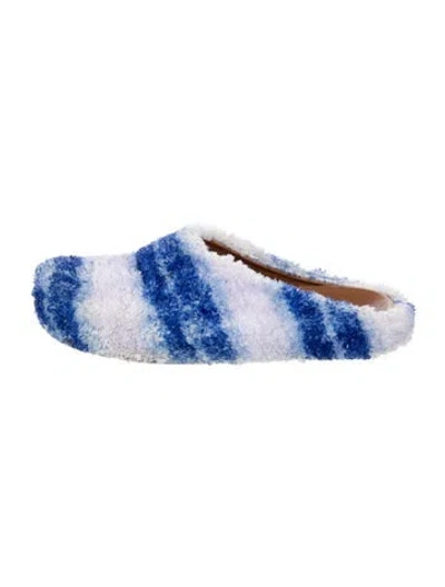 Pre-owned Marni Faux Fur Patterned Mules In Blue