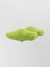 Marni Faux Fur Round Toe Slippers With Heel In Green