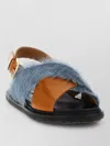 Marni Faux Fur Slingback Flat Sandals Open Toe In Multi