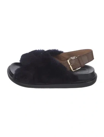 Pre-owned Marni Faux Fur Slingback Sandals In Blue