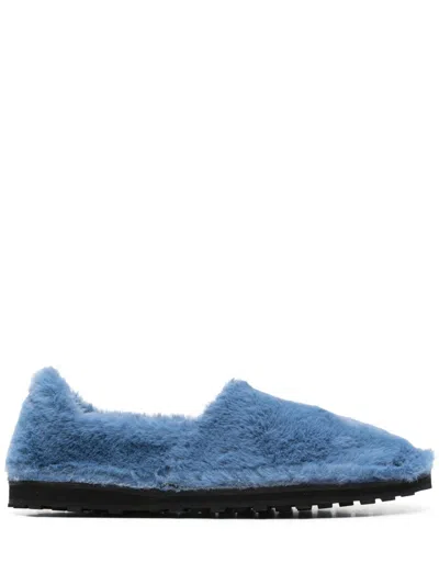 Marni Faux Fur Slip-on Loafers In Blue