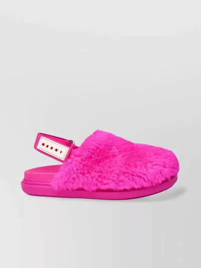 Marni Faux Fur Slipper Flat Sole Round Toe