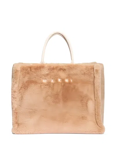 Marni Faux-fur Tote Bag In Purple