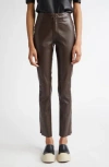 Marni Faux Leather Ankle Trousers In Moca/chestnut