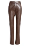 Marni Faux Leather Ankle Trousers In Moca/chestnut