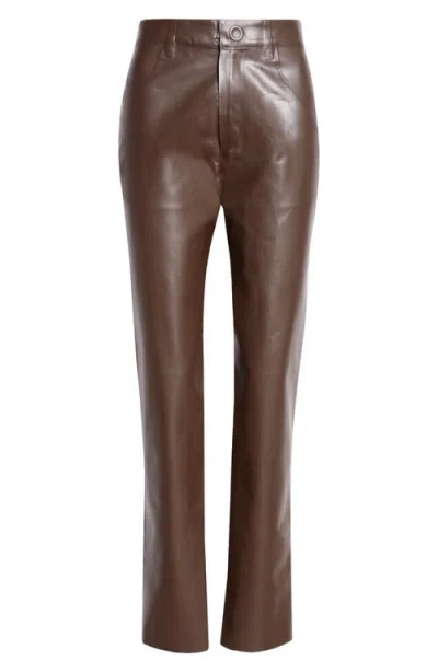 Marni Faux Leather Ankle Trousers In Moca/chestnut