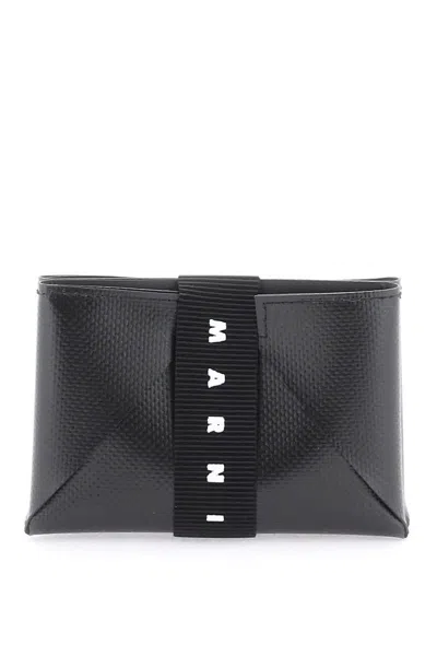 Marni Faux Leather Card Holder In Nero