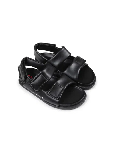 Marni Kids' Faux-leather Sandals In Black