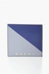 Marni Faux Leather Two-tone Wallet In Blue