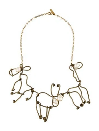 Pre-owned Marni Faux Pearl Twisted Wire Collar Necklace, 22" In White