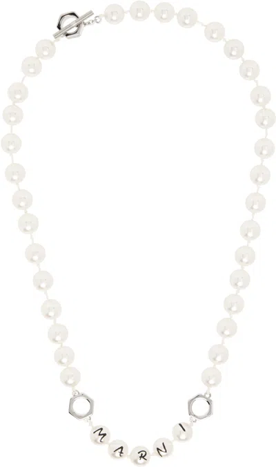 Marni Faux-pearls & Metal Necklace In White