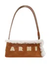 Marni Shearling Baguette Museum Bag In Brown