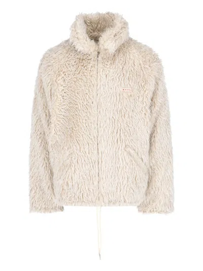 Marni Faux Fur Jacket With Removable Hood. In Neutral