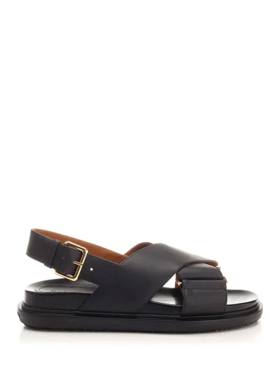 Marni Fb Criscross Sandal Sodium Scarpe Basse Black