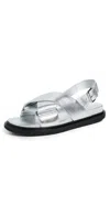 Marni Fussbett Metallic Leather Slingback Sandals In Silver