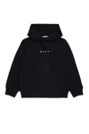 Marni Long-sleeved Hooded Sweatshirt In Black