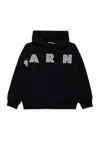 Marni Felpa Con Cappuccio E Logo Patch  Ricamato In Black
