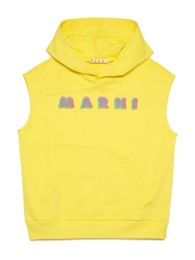 Marni Kids' Felpa Con Logo In Yellow