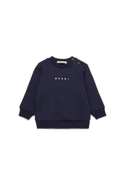Marni Felpa Girocollo Con Logo  In Purple