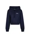 Marni Cropped Hoodie In Deep Navy With Distinctive Patch
