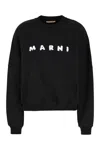 Marni Relaxed Fit Black Sweatshirt With Textured Logo In Black