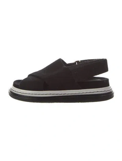 Pre-owned Marni Felt Cutout Accent Slingback Sandals In Black