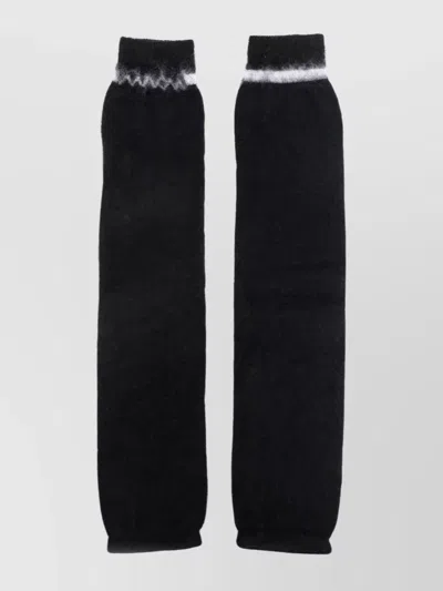 Marni Fingerless Design Striped Gloves In Black