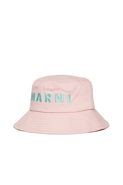 Marni Babies' Fisherman Hat Branded With Logo In Pink