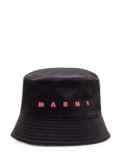 Marni Bucket Cap With Logo In Black