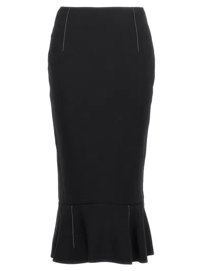 MARNI FITTED BLACK SHEATH SKIRT WITH FLARED HEM