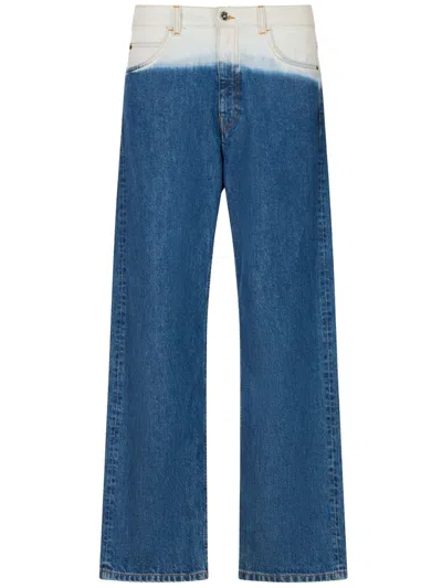 Marni Five Pocket Denim Jeans With Logo Patch In Blue