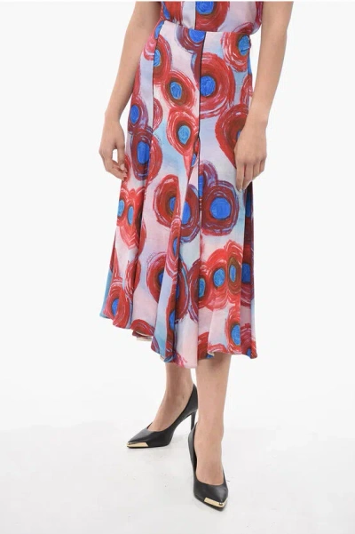 MARNI FLAMINIA VERONESI FLARED MIDI SKIRT WITH PAINT-EFFECT PRINT