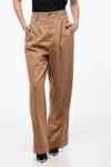 Marni Flannel Loose-fit Pants With Turn-ups In Brown