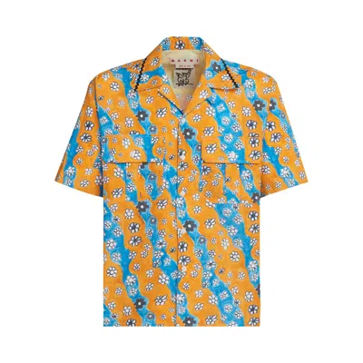 Pre-owned Marni Flap Chest Pockets Bowling Shirt 'alkekengi' | Orange | Men's Size 52