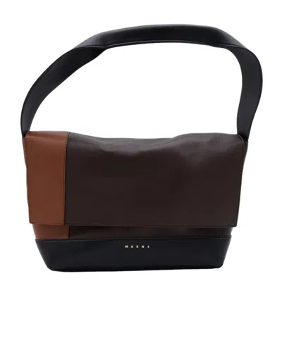 Marni Colour-block Shoulder Bag In Brown