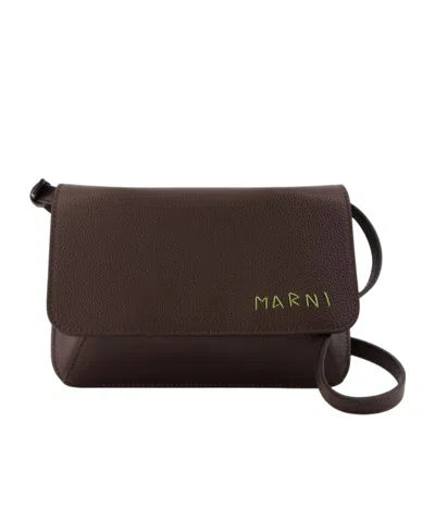Marni Flap Trunk Shoulder Bag In Black