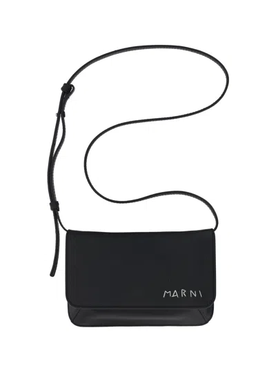 Marni Flap Trunk Shoulder Bag With In Black