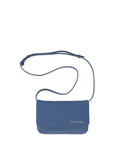 Marni Flap Trunk Shoulder Bag In Gnawed Blue