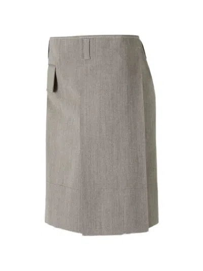Marni Flap-pocket Midi Skirt In Gray